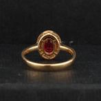 Ring - 14 karaat Geel goud Robijn - Diamant, Sieraden, Tassen en Uiterlijk, Ringen, Nieuw