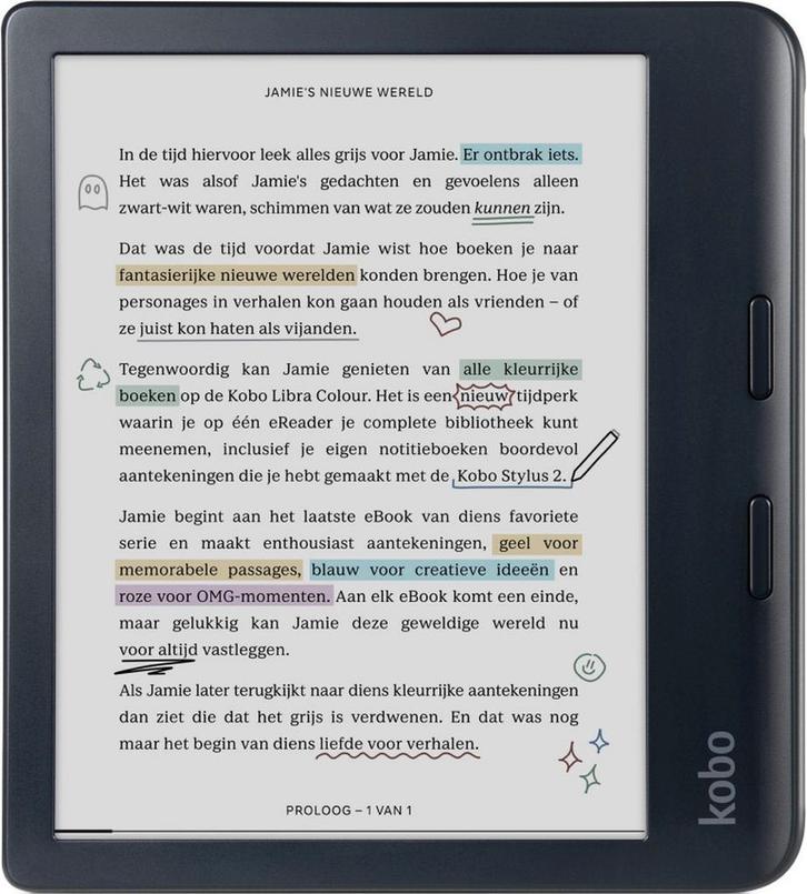 Kobo Libra Colour - E-Reader - 7 inch - 32GB - Zwart, Computers en Software, E-readers, Zo goed als nieuw, Verzenden
