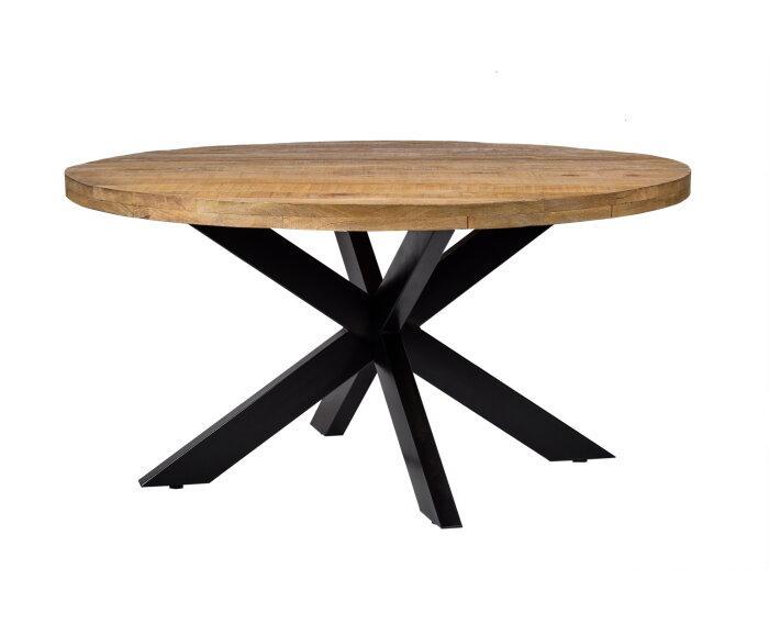 Ronde eettafel Strong Spider Mangohout | Livingfurn-140 cm, Huis en Inrichting, Tafels | Eettafels, Nieuw, Ophalen of Verzenden