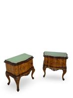 Nachtkastje - Walnoot, Glas, Messing, Wortelnotenhout -