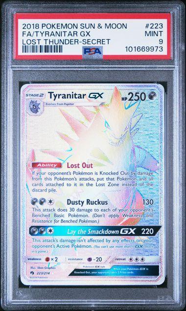 PSA 9 | Tyranitar GX Hyper Rare | Lost Thunder | 223/214, Hobby en Vrije tijd, Verzamelkaartspellen | Pokémon, Verzenden