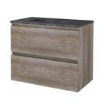 Badmeubelset BWS Salt 80x46cm Greeploos 2 Lades Met Wastafel, Ophalen of Verzenden, Nieuw, Chroom, Bad