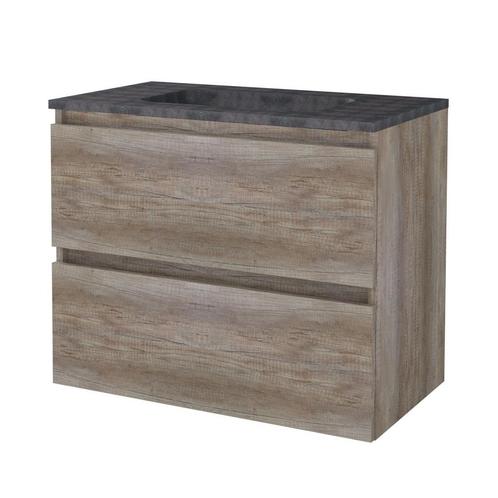 Badmeubelset BWS Salt 80x46cm Greeploos 2 Lades Met Wastafel, Doe-het-zelf en Verbouw, Sanitair, Bad, Nieuw, Chroom, Ophalen of Verzenden