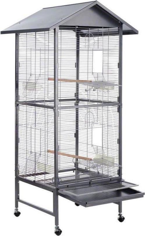 KAMERVOLIERE PERRY ANTRACIET 60 X 60 X 168 CM, Dieren en Toebehoren, Vogels | Hokken en Kooien, Volière, Nieuw, Metaal, Verzenden