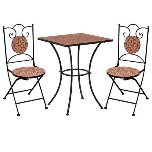 vidaXL 3-delige Bistroset mozaïek keramische tegel, Tuin en Terras, Tuinsets en Loungesets, Nieuw, 3 zitplaatsen, Overige materialen