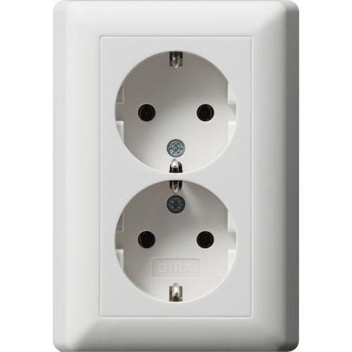 GIRA Systeem 55 Wandcontactdoos met randaarde 2V Zuiver wit, Doe-het-zelf en Verbouw, Elektra en Kabels, Nieuw, Ophalen of Verzenden