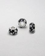 Zilveren glaskristal bead - deco zwart, Sieraden, Tassen en Uiterlijk, Bedels, Nieuw, Verzenden
