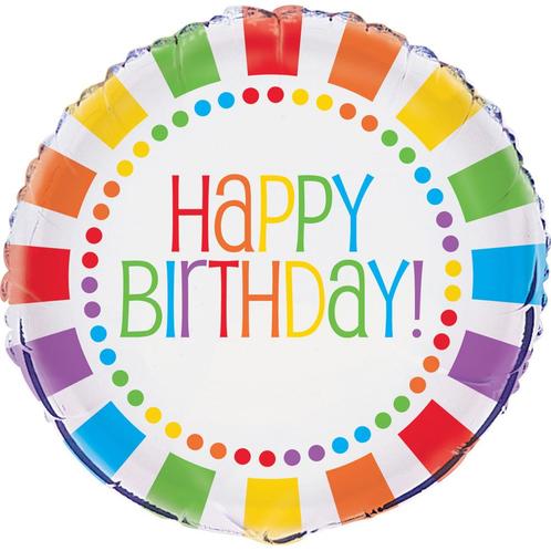 Helium Ballon Happy Birthday Prijzenrad 45cm leeg, Hobby en Vrije tijd, Feestartikelen, Nieuw, Verzenden