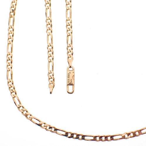 Gouden lange Figaro schakel ketting; FARO | 76 cm, Sieraden, Tassen en Uiterlijk, Kettingen, Overige kleuren, Gebruikt, Goud, Ophalen of Verzenden