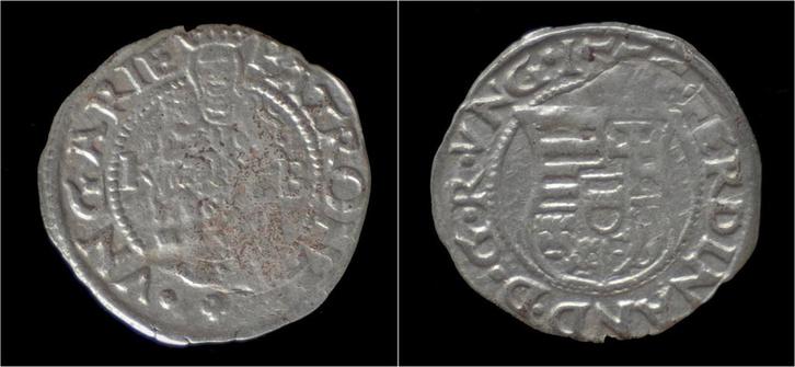 1526-1564ad Hungary Ferdinand I Ar denar 1556 K-b zilver, Postzegels en Munten, Munten | Europa | Niet-Euromunten, Verzenden