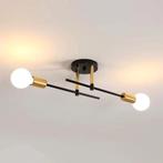 Moderne 2-Lichts Wand- en Plafondspot E27 - Zwart en Goud, Huis en Inrichting, Verzenden, Nieuw, Metaal