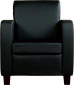 Zwarte leren landelijke fauteuil - poot hout zwart - Massif, Huis en Inrichting, Fauteuils, Nieuw, Ophalen of Verzenden, Landelijk
