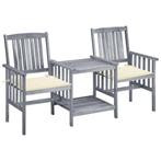 vidaXL Tuinstoelen met tafeltje en kussens massief, Verzenden, Nieuw, Hardhout, Tuinset