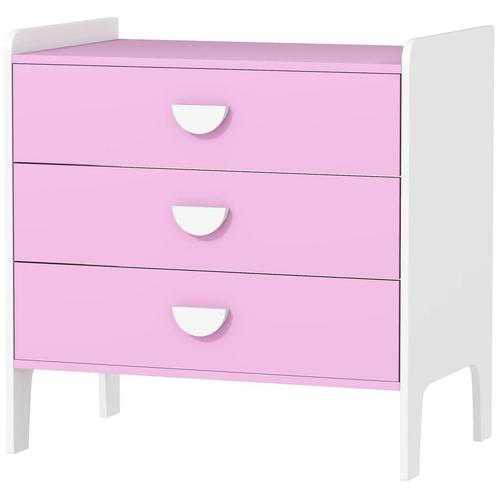 TRUUSK Kinderkast met 3 Lades - MDF - Roze+Wit - Opbergkast, Kinderen en Baby's, Kinderkamer | Commodes en Kasten, Nieuw, Verzenden