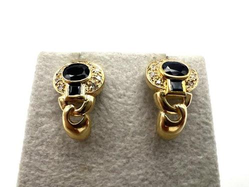 Oorbellen - 18 karaat Geel goud - 0.50ct. tw. Saffier -, Sieraden, Tassen en Uiterlijk, Oorbellen