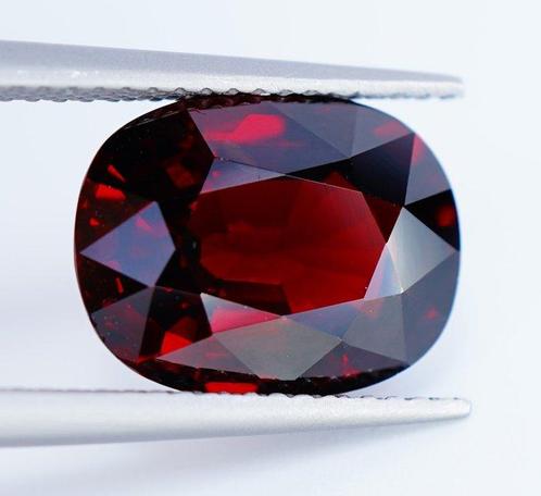 Oranje, Rood Granaat  - 6.65 ct - Antwerp Laboratory for, Sieraden, Tassen en Uiterlijk, Edelstenen