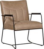 Direct meenemen | Taupe leren retro fauteuil | taupe leer |, Nieuw, Ophalen of Verzenden, Industrieel, 50 tot 75 cm