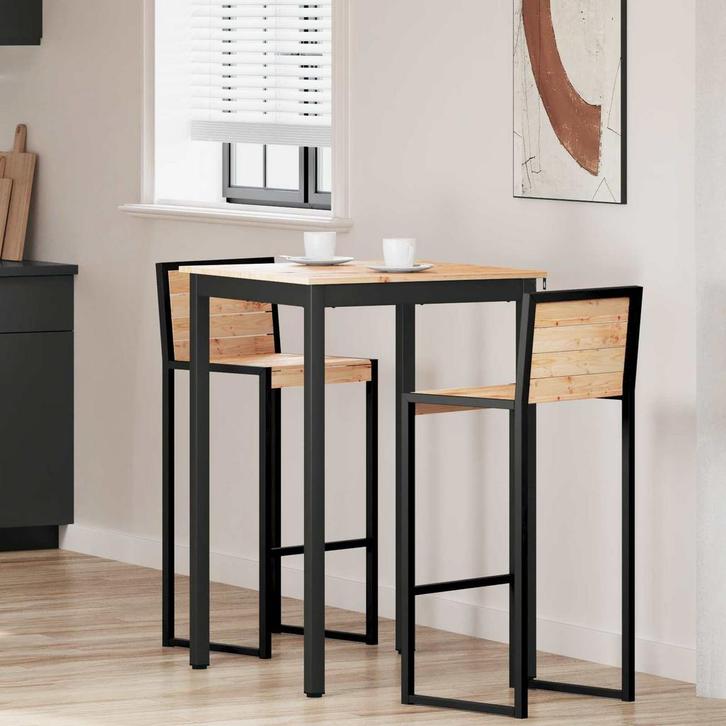 vidaXL Bartafel Naturel 70 x 70 x 105 cm Massief grenenhout, Huis en Inrichting, Tafels | Eettafels, Nieuw, Verzenden