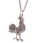 Ketting Zilverkleurig 55cm - Hangertje Haan zilverkleurig 3x, Ophalen of Verzenden, Nieuw