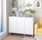 Wit Houten Keukendressoir met 3 Deuren & Houten Poten – 107, Huis en Inrichting, Keuken | Keukenelementen, Verzenden, Nieuw