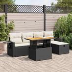 vidaXL 6-delige Loungeset met kussens poly rattan acacia, Verzenden, Nieuw, Rotan, Loungeset