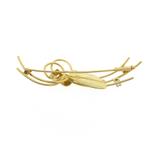 Gouden fantasie broche met diamant | 0,15 ct. (vintage), Sieraden, Tassen en Uiterlijk, Broches, Gebruikt, Overige kleuren, Ophalen of Verzenden