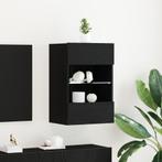 vidaXL LED TV-meubel 2 stuks Zwart Eiken 40x30x60,5 cm, Huis en Inrichting, Kasten | Overige, Verzenden, Nieuw