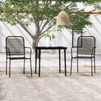 vidaXL 3-delige Tuinset zwart, Tuin en Terras, 2 zitplaatsen, Verzenden, Nieuw, Rvs