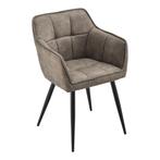 Eetkamerstoel Birmingham kuipstoel 81x57x53 cm taupe en zwar, Verzenden, Nieuw