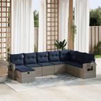 vidaXL 8-delige Loungeset met kussens poly rattan grijs, Tuin en Terras, Tuinsets en Loungesets, Nieuw, 8 zitplaatsen, Loungeset
