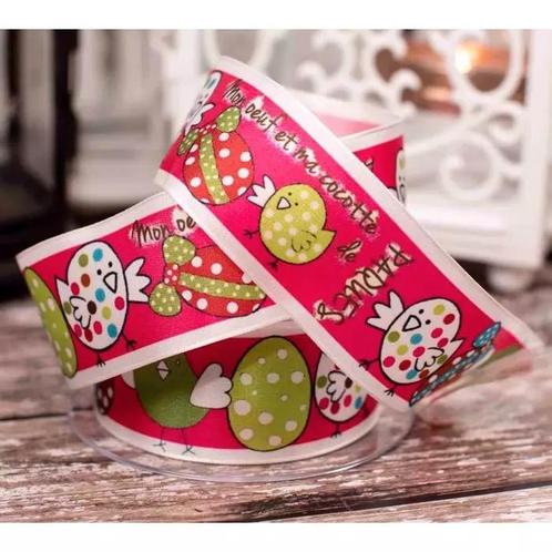 Lint roze paaskuikens - oeuf cocottes 40mm x 20m met draad, Huis en Inrichting, Woonaccessoires | Kunstplanten en Kunstbloemen