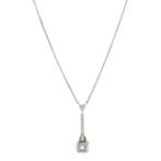 Zilveren vintage collier met witgouden hanger met diamant 14, Ophalen of Verzenden, Nieuw