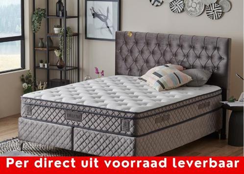 DELUXE! Zilvergrijze Opbergbox 180 x 200 7-Zone Pocket 28cm!, Huis en Inrichting, Slaapkamer | Boxsprings, 180 cm, 200 cm, Wit