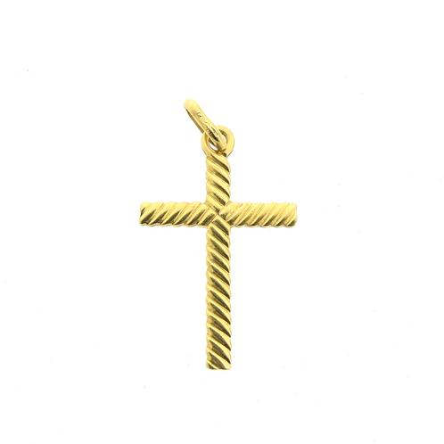 18 Krt. Gouden hanger van een kruis (religieus) (religieus), Sieraden, Tassen en Uiterlijk, Bedels, Gebruikt, Overige merken, Goud