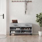 vidaXL Schoenenbank 102x35x55 cm bewerkt hout betongrijs, Huis en Inrichting, Kasten | Schoenenrekken, Verzenden, Nieuw