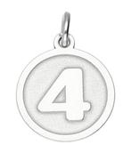 Zilveren cijfer 4 rond mat-glans kettinghanger, Sieraden, Tassen en Uiterlijk, Kettinghangers, Verzenden, Nieuw