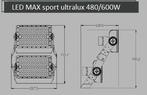 LED MAX SPORT ULTRALUX RVS 600W heavy duty schijnwerper, Verzenden