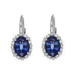 Oorbellen - 18 karaat Witgoud - 3.54ct. tw. Saffier -, Nieuw