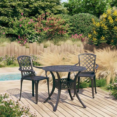 vidaXL 3-delige Bistroset gietaluminium zwart, Tuin en Terras, Tuinsets en Loungesets, Nieuw, 2 zitplaatsen, Aluminium, Verzenden