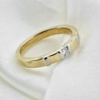 Bicolor gouden ring met diamant, Sieraden, Tassen en Uiterlijk, Ringen, Gebruikt, Overige kleuren, 19 tot 20, Ophalen of Verzenden