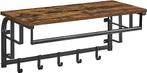 Wandkapstok - RusticLiving - Plank &amp; 5 haken - Zwartbruin, Ophalen of Verzenden, Nieuw