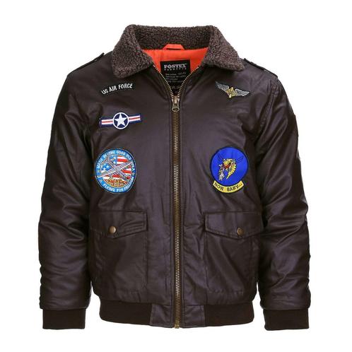 Kinderjas flight jacket - bruin leer - Maat XL, Kleding | Heren, Truien en Vesten, Nieuw, Verzenden