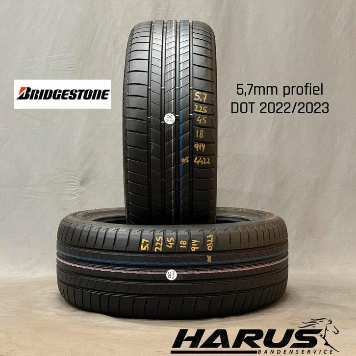 225/45/18 91Y Bridgestone zomerbanden 5,7mm profiel 2X, Auto-onderdelen, Banden en Velgen, 18 inch, Erkend duurzaam, Zomerbanden