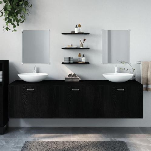 vidaXL 6-delige Badkamermeubelset bewerkt hout zwart, Huis en Inrichting, Badkamer | Badkamermeubels, Nieuw, Verzenden