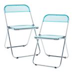 Klapstoel set van 2 Pornainen 74x46x47 cm lichtblauw transpa, Huis en Inrichting, Stoelen, Verzenden, Nieuw