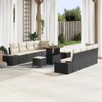vidaXL 11-delige lounge set voor buiten met kussens in zwart, Tuin en Terras, Verzenden, Nieuw, Rotan, Loungeset