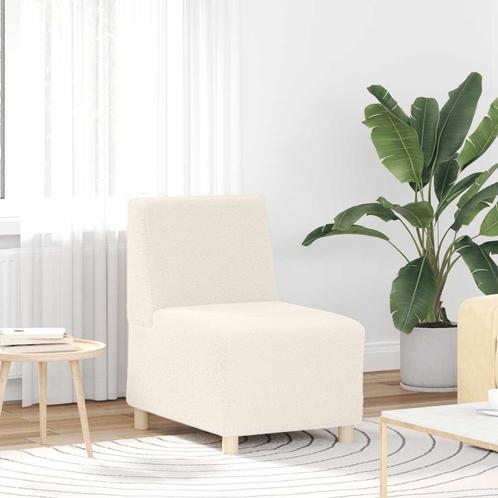 vidaXL Fauteuil 55 cm gekrulde wolachtige stof crèmekleurig, Huis en Inrichting, Banken | Bankstellen, Nieuw, Stof, Eenpersoons