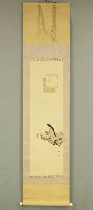 Heian-Period Beautiful Woman Reading Waka Poems - Okazaki, Antiek en Kunst, Antiek | Overige Antiek