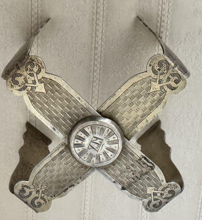 Icoon - .875 (84 Zolotniki) zilver - Zegenkruis, Antiek en Kunst, Antiek | Goud en Zilver