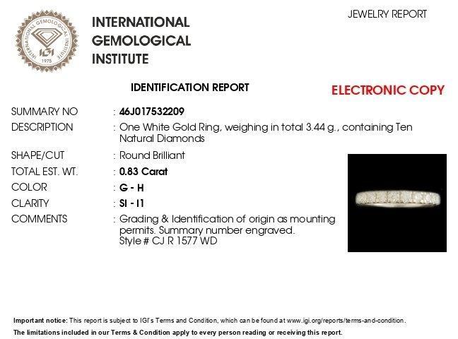Trouwring - 14 karaat Witgoud - 0.83ct. tw. Diamant, Sieraden, Tassen en Uiterlijk, Antieke sieraden